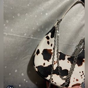 Cow Print Bag with Chains